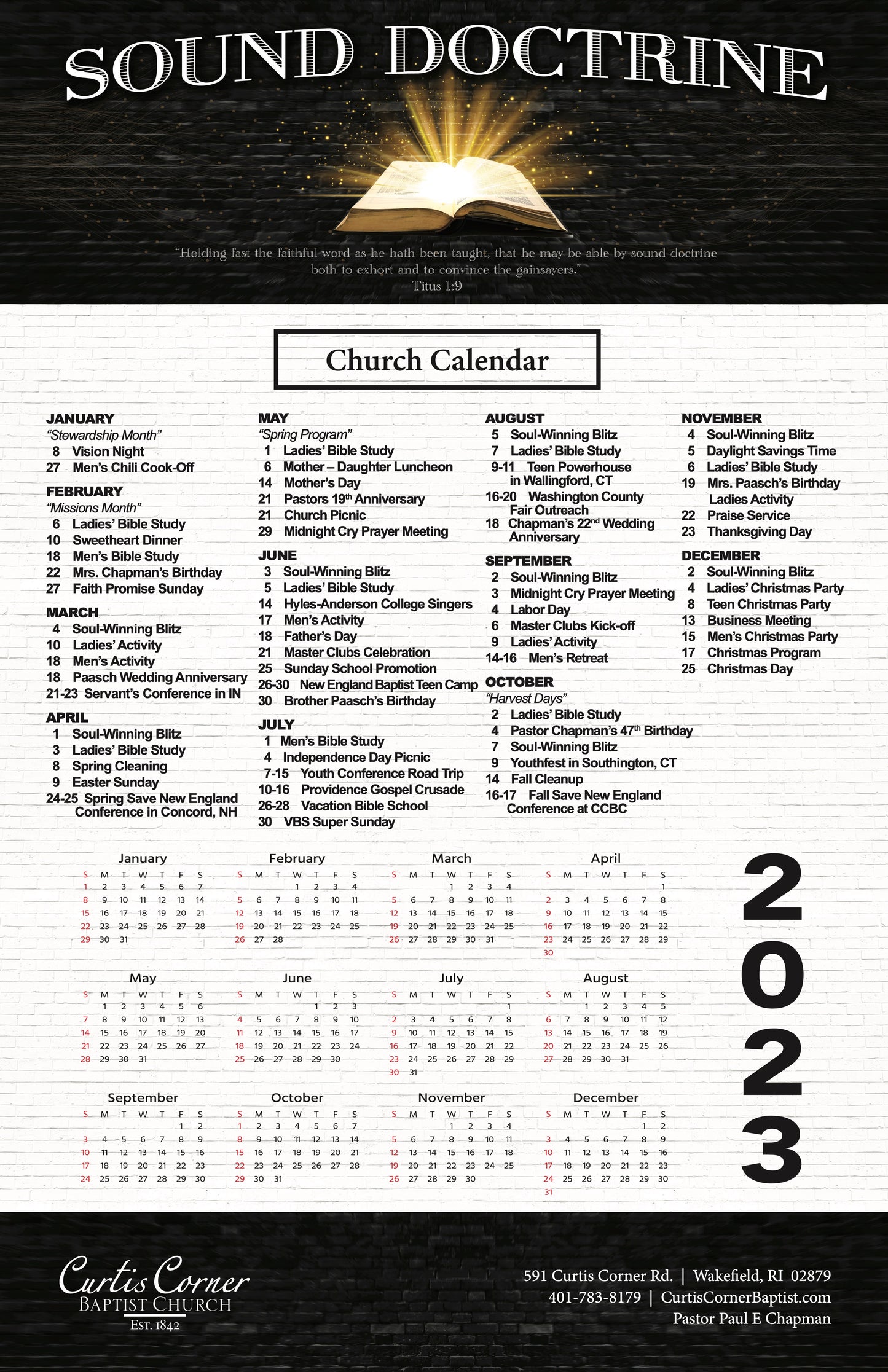 "Sound Doctrine" Calendar Theme