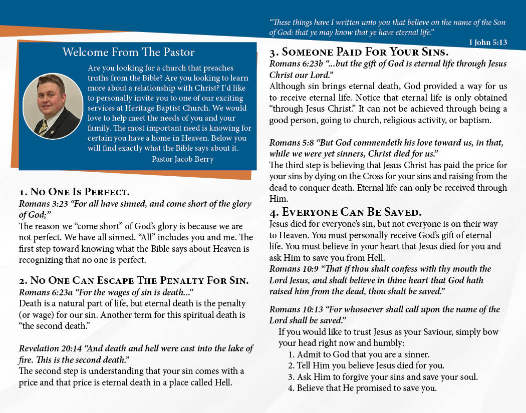 Church Bi-fold Tract - Custom Gospel Tract