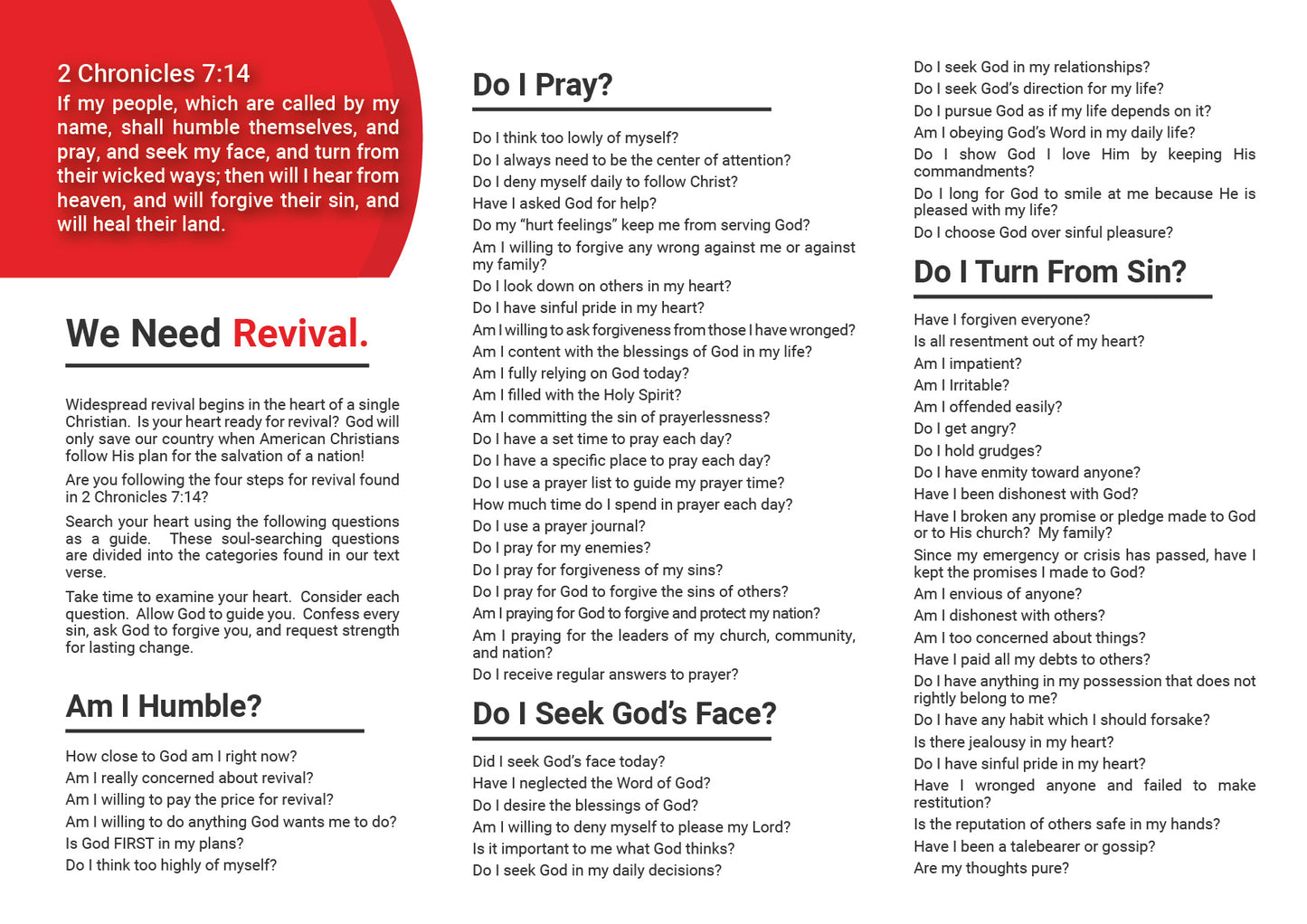 Heart Test For Revival brochure