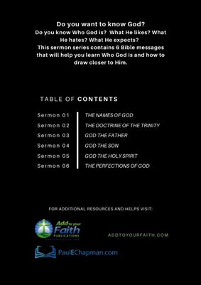 "The Doctrine of God" Sermon Series - DOWNLOADABLE