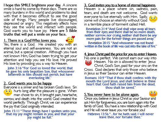 5 Reasons to Smile - Blank Tracts - 100 pack