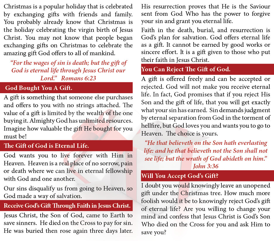 Merry Christmas - God's Gift - Custom Gospel Tract